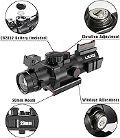 Vista 6 de UUQ Prism 4x32 Red/Green/Blue Triple Illuminated Rapid Range Reticle Rifle Scope W/Top Fiber Optic Sight and Weaver Slots