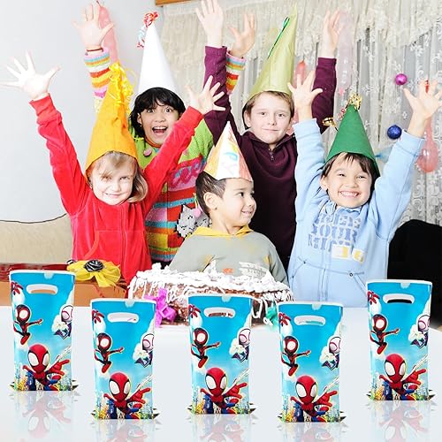 Miniatura 5 de Zipits 30 bolsas de regalo de fiesta para Spidey y sus increíbles amigos, suministros de decoración de fiesta de arañas
