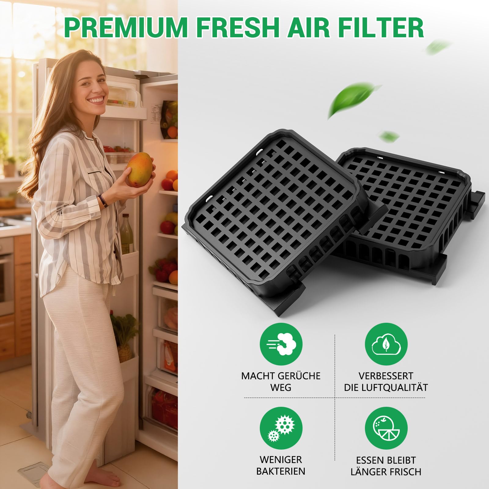 4 Stück Fresh Air Filter für Liebherr, Prämie Kühlschrank Aktivkohlefilter Passend für 9096989, 988246000, 988246001, 9882429, 9882460, Ersetzt 7440021-00