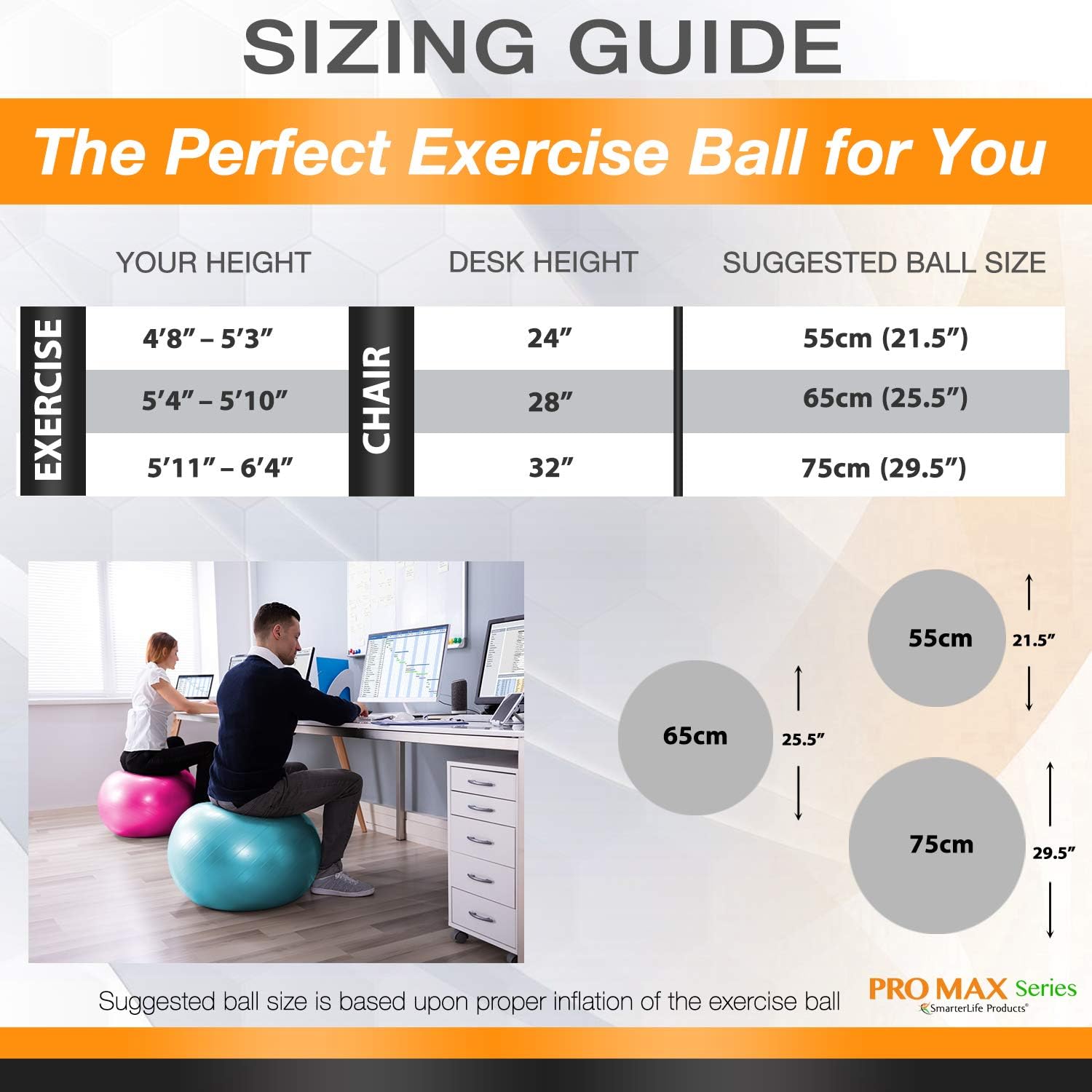 40% оƒƒ Dіѕсоunt Exercise Ball for Yoga, Balance, Stability - Fitness, Pilates, Birthing, Therapy, Office Ball Chair, Flexible Seating - Anti Burst, Non Slip Surface - SmarterLife PRO MAX Series 50% оƒƒ Dіѕсоunt Exercise Ball for Yoga, Balance, Stability - Fitness, Pilates, Birthing, Therapy, Office Ball Chair, Flexible Seating - Anti Burst, Non Slip Surface - SmarterLife PRO MAX Series