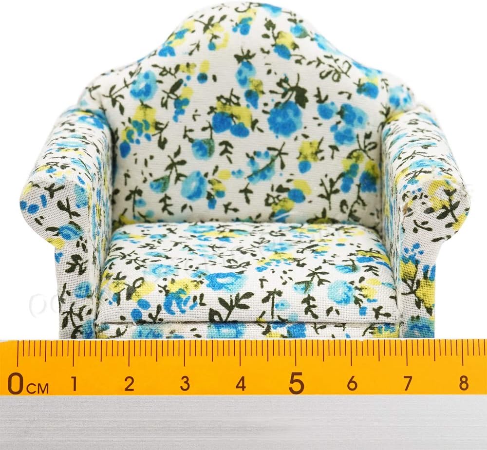 Odoria 1/12 Miniature Chair Armchair Dollhouse Furniture Accessories, Blue image 4