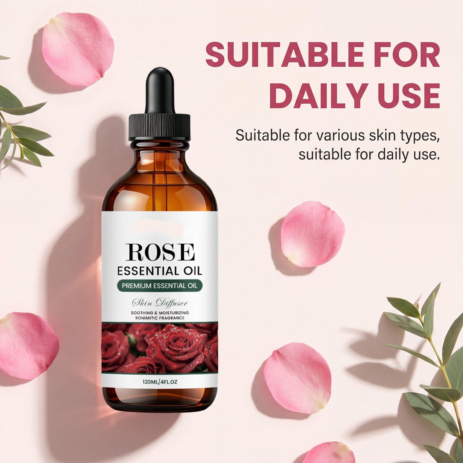 Aceite esencial de rosa hidratante y reafirmante, suero corporal hidratante antienvejecimiento,ligero no graso después de la ducha cuidado corporal,aceites esenciales mezcla calmante (5 piezas)