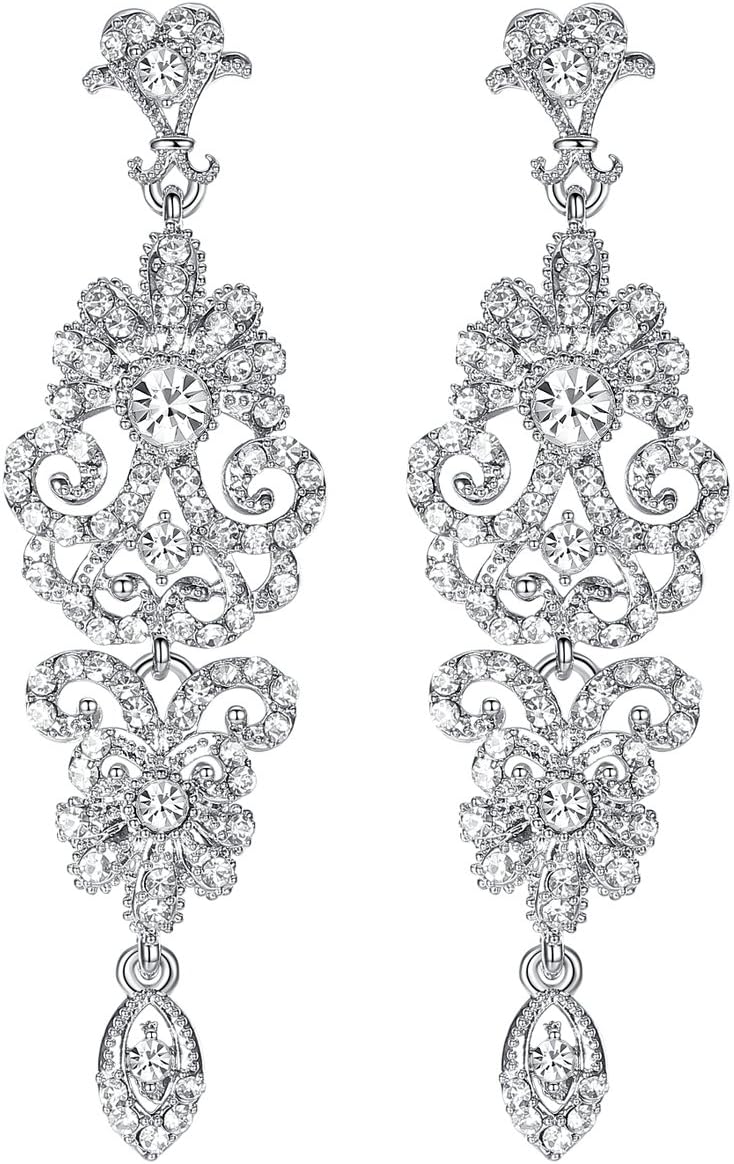 mecresh Gold/Silver Rhinestone Chandelier Wedding Bridal Dangle Earrings