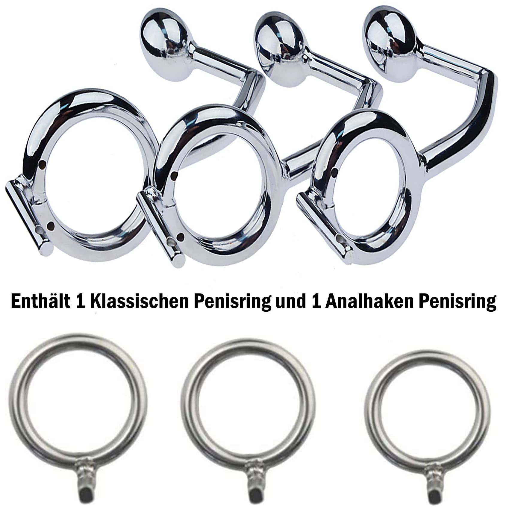 Metall Penis-Käfig Mit Analhaken Und Harnröhren Dilator/Penis Plug Und Kombinationsschloss Und Gürtel Analspielzeug, Keuschheit Edelstahl Cock Cage Anal Hook Für Männer,Groß,45mm/Set