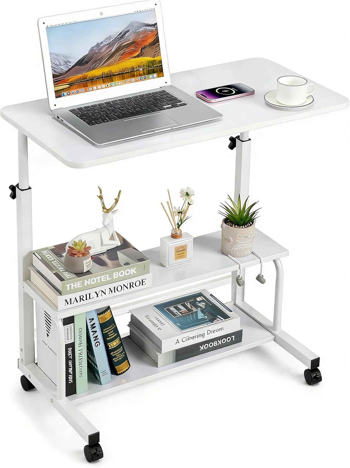 Amazon.com: Adjustable Height Mobile Computer Desk,Portable Standing ...
