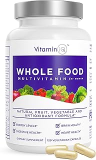 Multivitamin for Women (120 Vegetarian Capsules) Whole Food Vitamin with Essential Nutrients, Natural Calcium, Magnesium, Selenium, Zinc, Biotin, Vitamin A, B6, C, D3, E, K and More