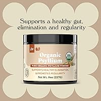 Vista 3 de Polvo orgánico de cáscara de psyllium y suplemento de fibra a granel, 10 onzas (9.88 oz) pura a granel orgánica entera sin sabor de fibra y colon