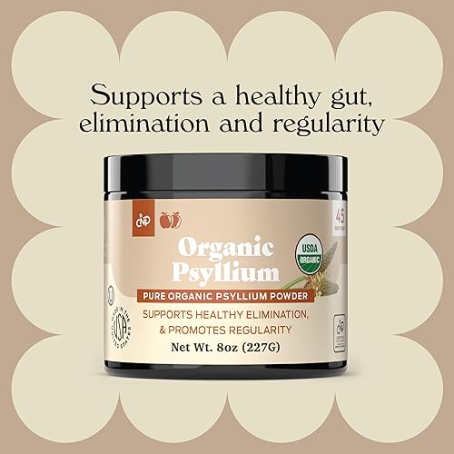 Miniatura 3 de Polvo orgánico de cáscara de psyllium y suplemento de fibra a granel, 10 onzas (9.88 oz) pura a granel orgánica entera sin sabor de fibra y colon de