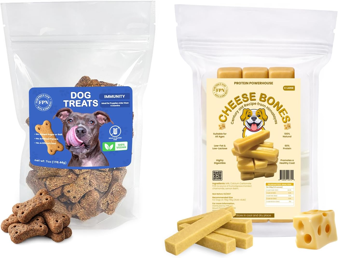 Himalayan Cheese Dog Chews Extra Large 3 Bar with Vegan Immunity Dog Treats 7 oz | Long Lasting Cow Milk Immunity Chews & Plant Based Oral Health Dog Treat Combo