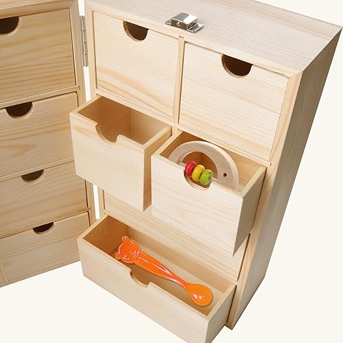 Miniatura 5 de Vencer Caja de recuerdos de bebé DIY con etiqueta escrita a mano, organizador de memoria de madera para recién nacidos, para baby shower, pelo de