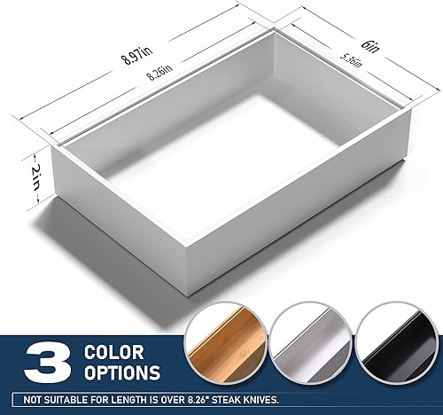 Miniatura 5 de VeyFey Organizador de cajones de cocina, juego de 2 cubiertos de bambú, bandeja de madera apilable, caja de madera pequeña de 9 x 6 x 2 pulgadas