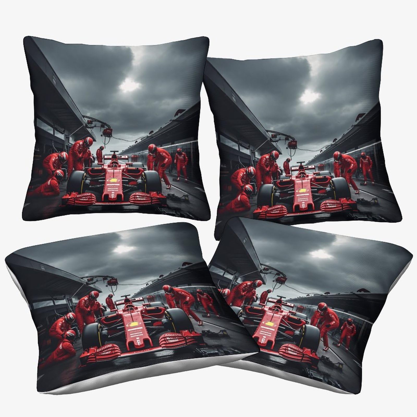 Xiaopangxy Formulaa Racing Cushion Covers 50X50cm, 4 Pcs, Pit Stop Throw Double Printed Pillow Case Accent Pillow Covers