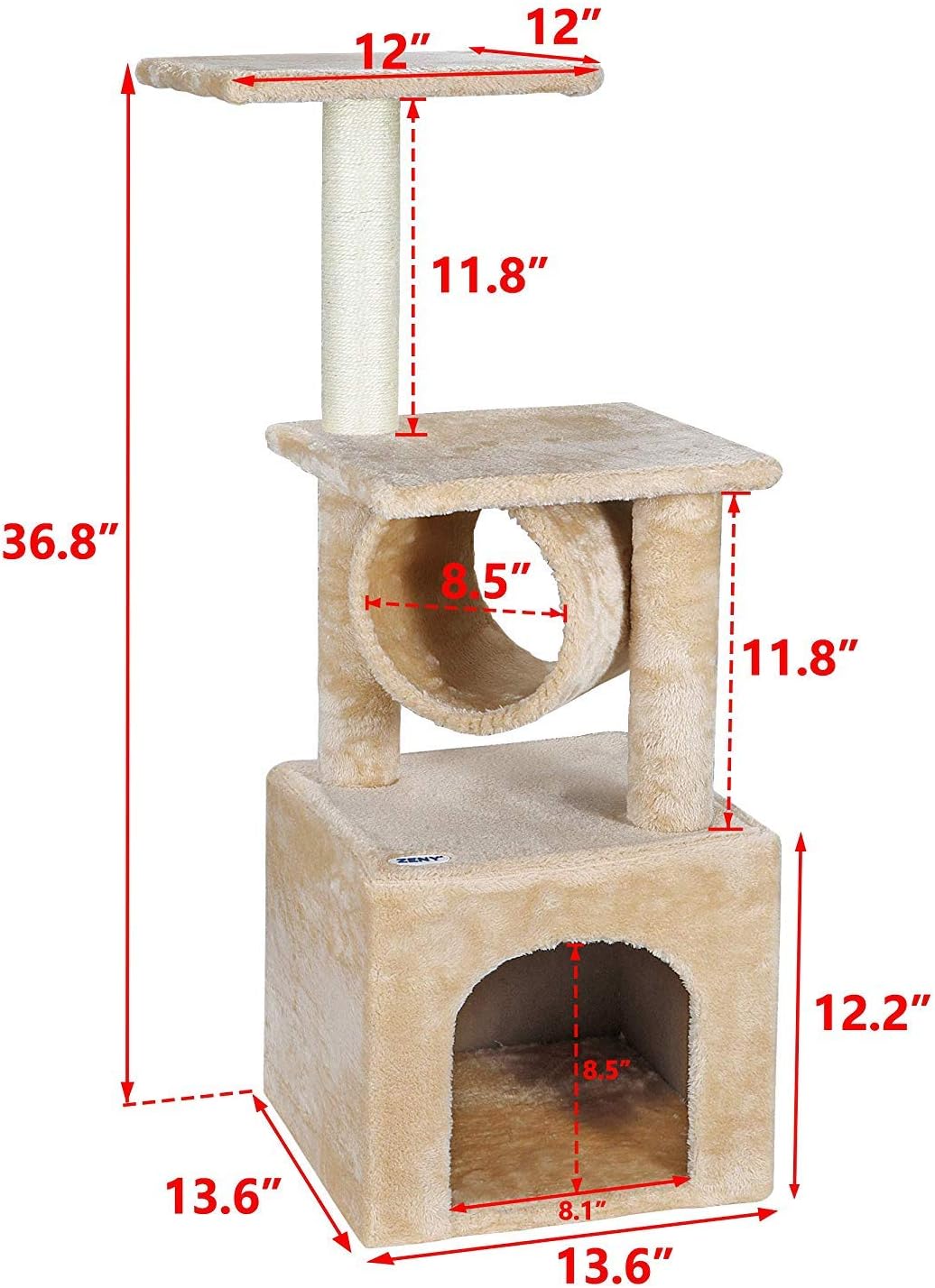 review 36 Inches Cat Activity Tree Tower Cat House Furniture with Condos Platform Tunnel Scratching Posts for Kittens Multi-Level