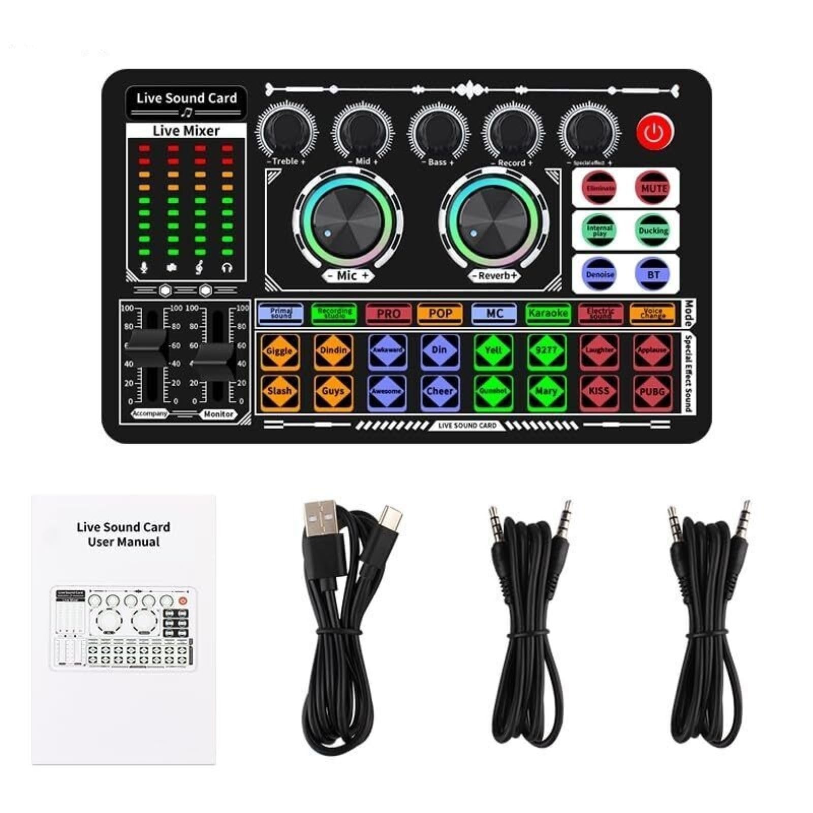 F999 Podcast Apparecchiature di Registrazione Mixer Voce Live Sound Card DJ Audio Bluetooth
