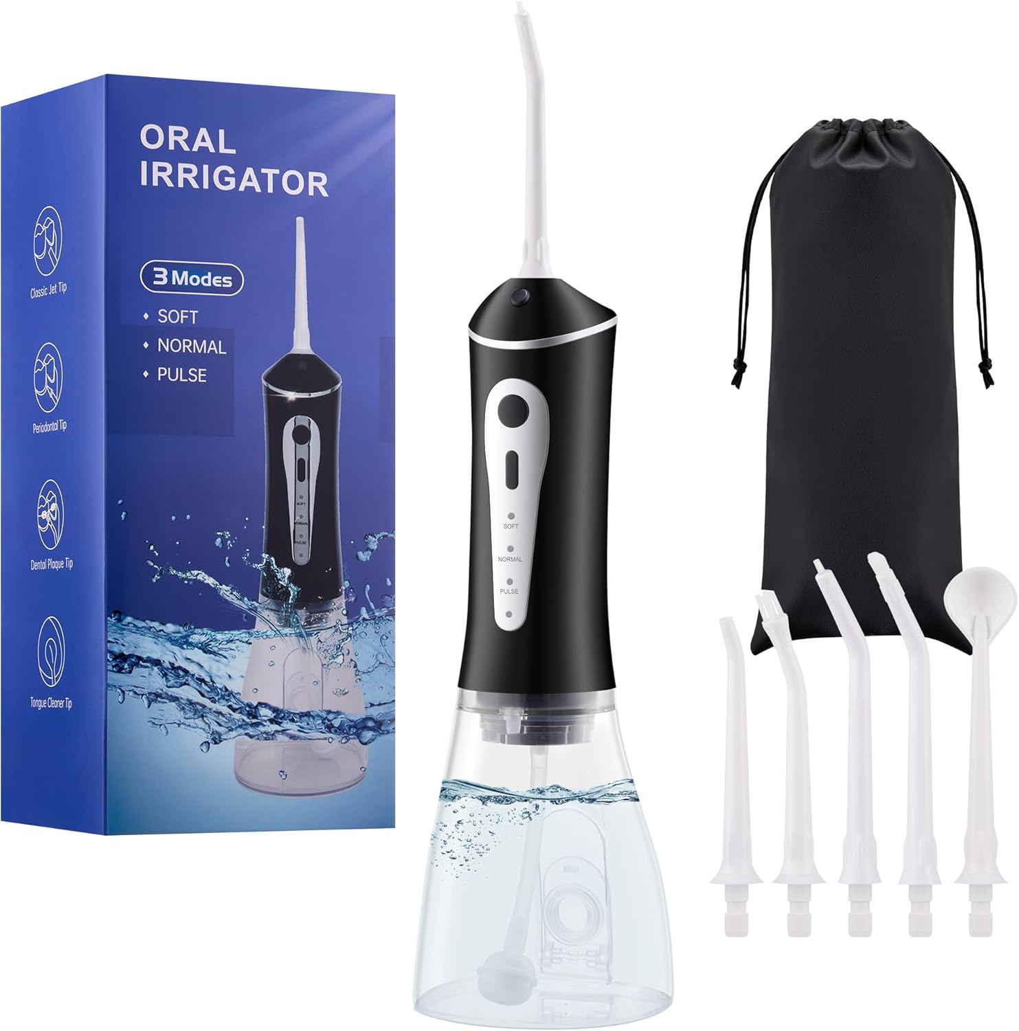 ZUAMEGURechargeable Water Flosser for Teeth Cleaning - Designed for Teeth, Portable Oral Irrigator, IPX7 Waterproof, Includes 5 Professional Tips - Ideal for Daily Oral Care and Family Travel Use