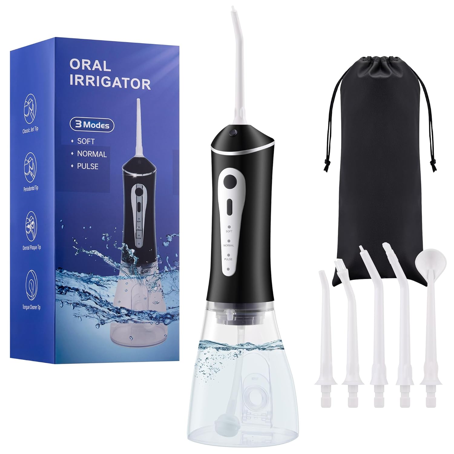 ZUAMEGURechargeable Water Flosser for Teeth Cleaning - Designed for Teeth Portable Oral Irrigator IPX7 Waterproof Includes 5 Professional