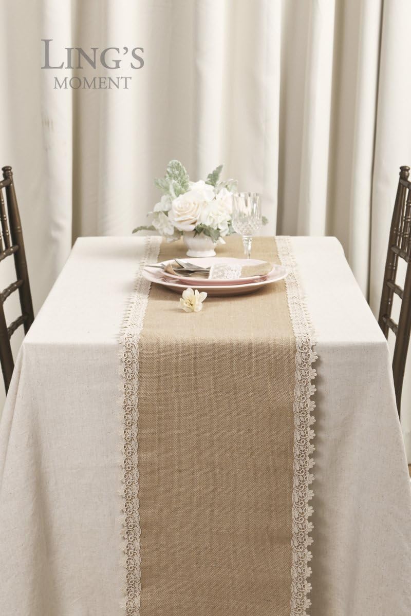 Super Cheap 🛒 Ling's moment Burlap Table Runners 12 x 60 Inches with Lace Hem, Rustic Country Barn Wedding Party Decoration Farmhouse Decor Hot Deals Ling's moment Burlap Table Runners 12 x 60 Inches with Lace Hem, Rustic Country Barn Wedding Party Decoration Farmhouse Decor