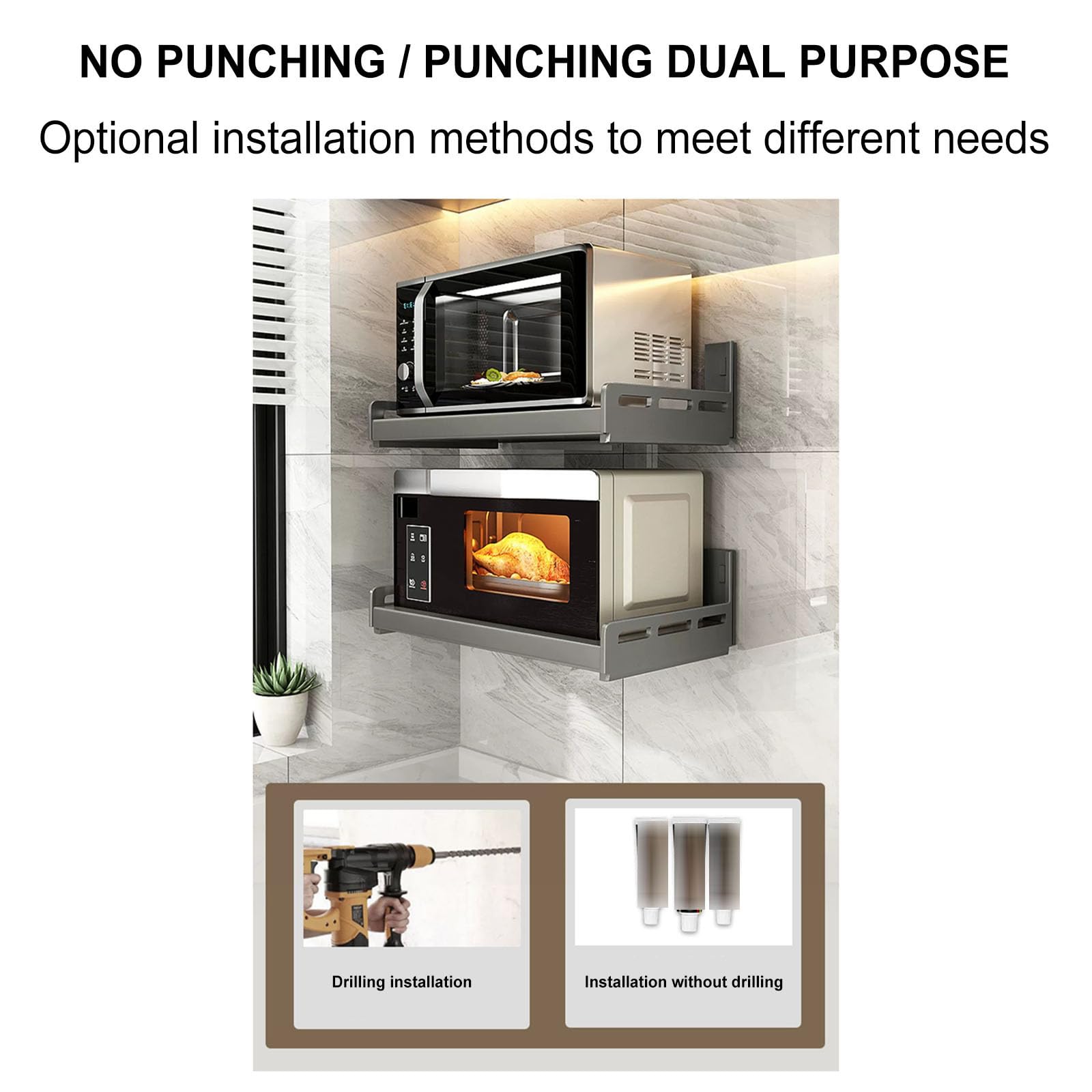 Ausziehbares Wandregal aus Edelstahl,Küche Elektroherd Mikrowelle Regal,Kommerzielles Regal Restaurant Bar multifunktionales Lagerregal für Toaster Gewürzständer, 2er-Set