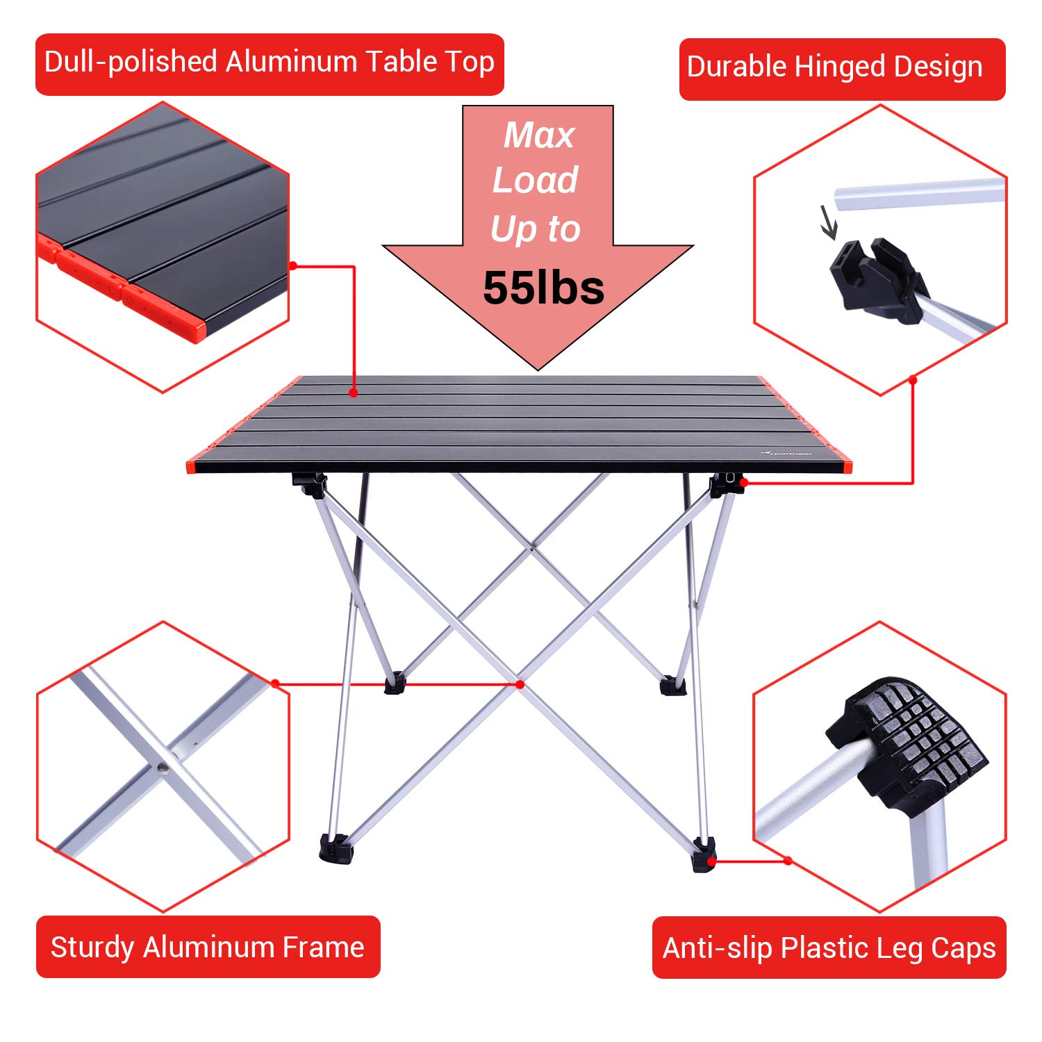 Buy Camping Table, Sportneer Beach Table with Mesh Storage Bag Camp