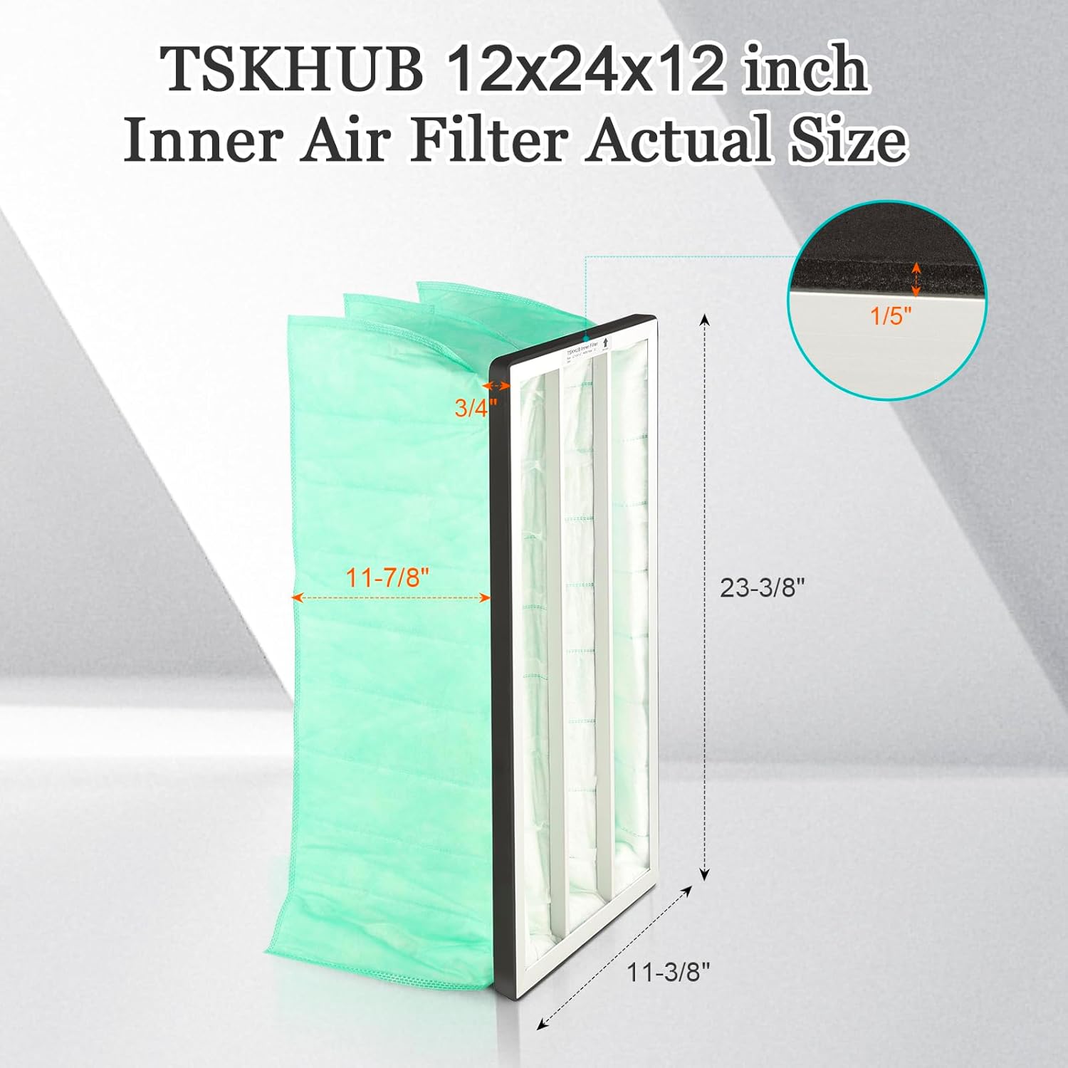 3 Pack 24x12x12 Inner Air Filters MERV 11 Synthetic Pocket Filter - Compatible with JET AFS-1000B AFS-1000C Powermatic 1791082 Replacement 708733 Shop Air Filtration