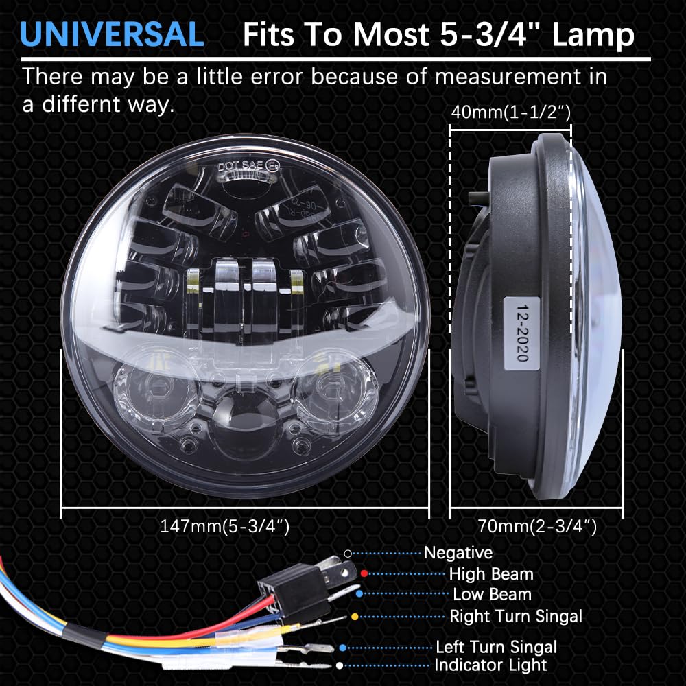 DREAMIZER 5,75 Zoll LED Scheinwerfer E-geprüft mit Blinker Tagfahrlicht Kompatibel mit Harley Dyna Softail Sportster Nightster 48 Iron 883 1200 Wide Glide Low Rider Night Rod Indian Scout Triumph