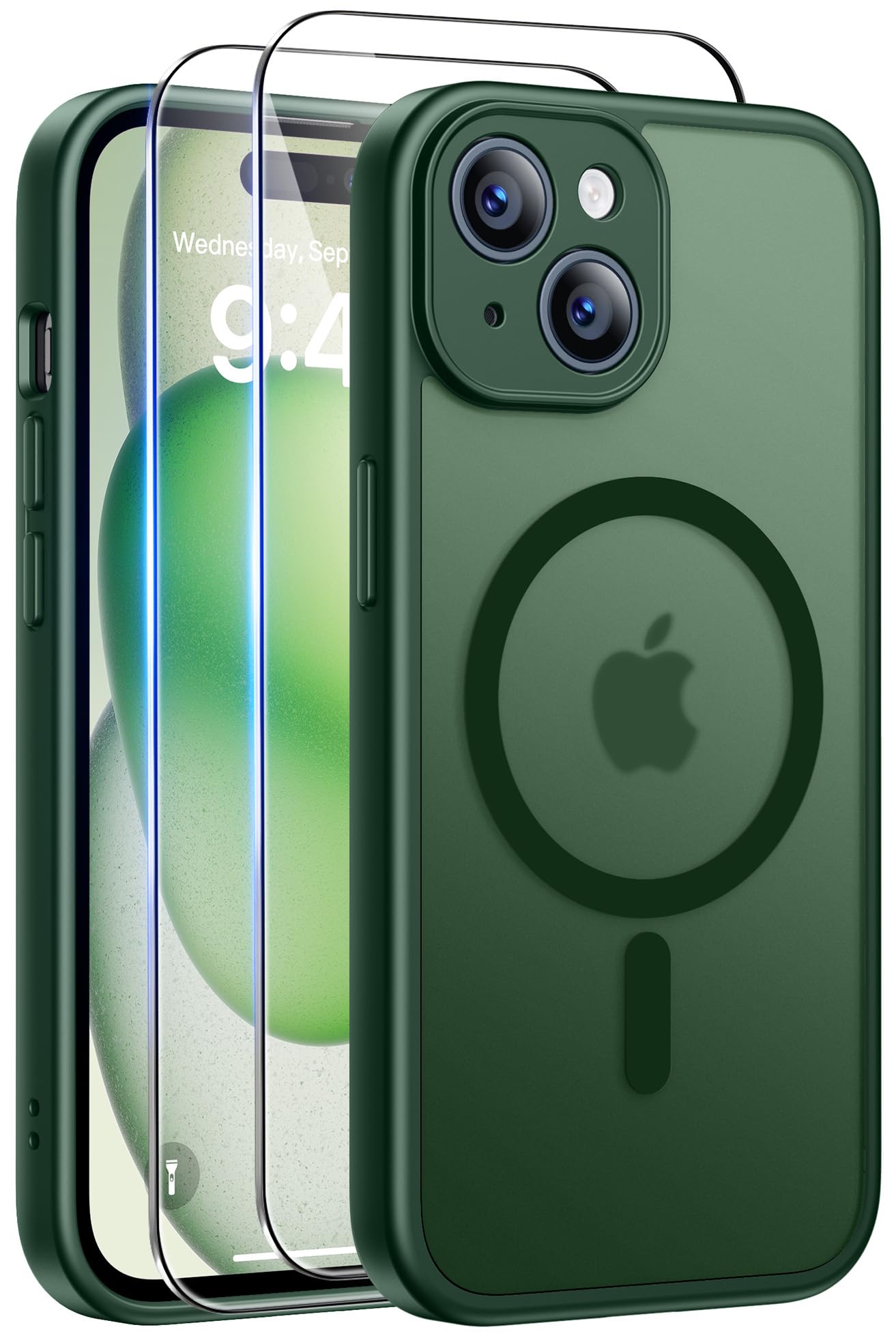 Qasyfanc Magnetic for iPhone 15 Case with 2 Tempered Glass Screen Protector, Compatible with MagSafe, Full Camera Protection, [Anti-Yellowing] Shockproof Protection Phone Case, Clear — view 38