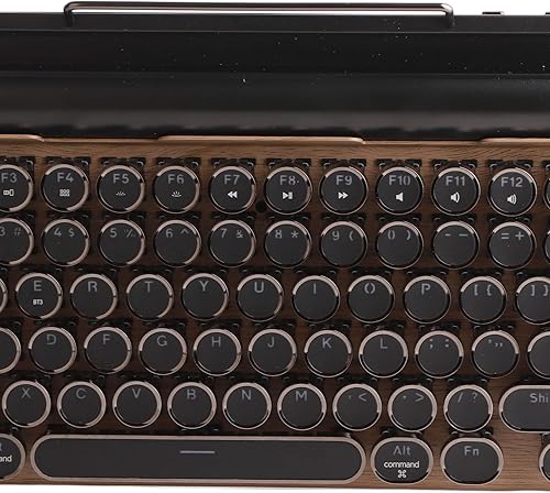 Miniatura 5 de PUSOKEI Teclado de máquina de escribir retro, teclado mecánico para juegos, 83 teclas Bluetooth Punk RGB retroiluminado con interruptor azul, tapa