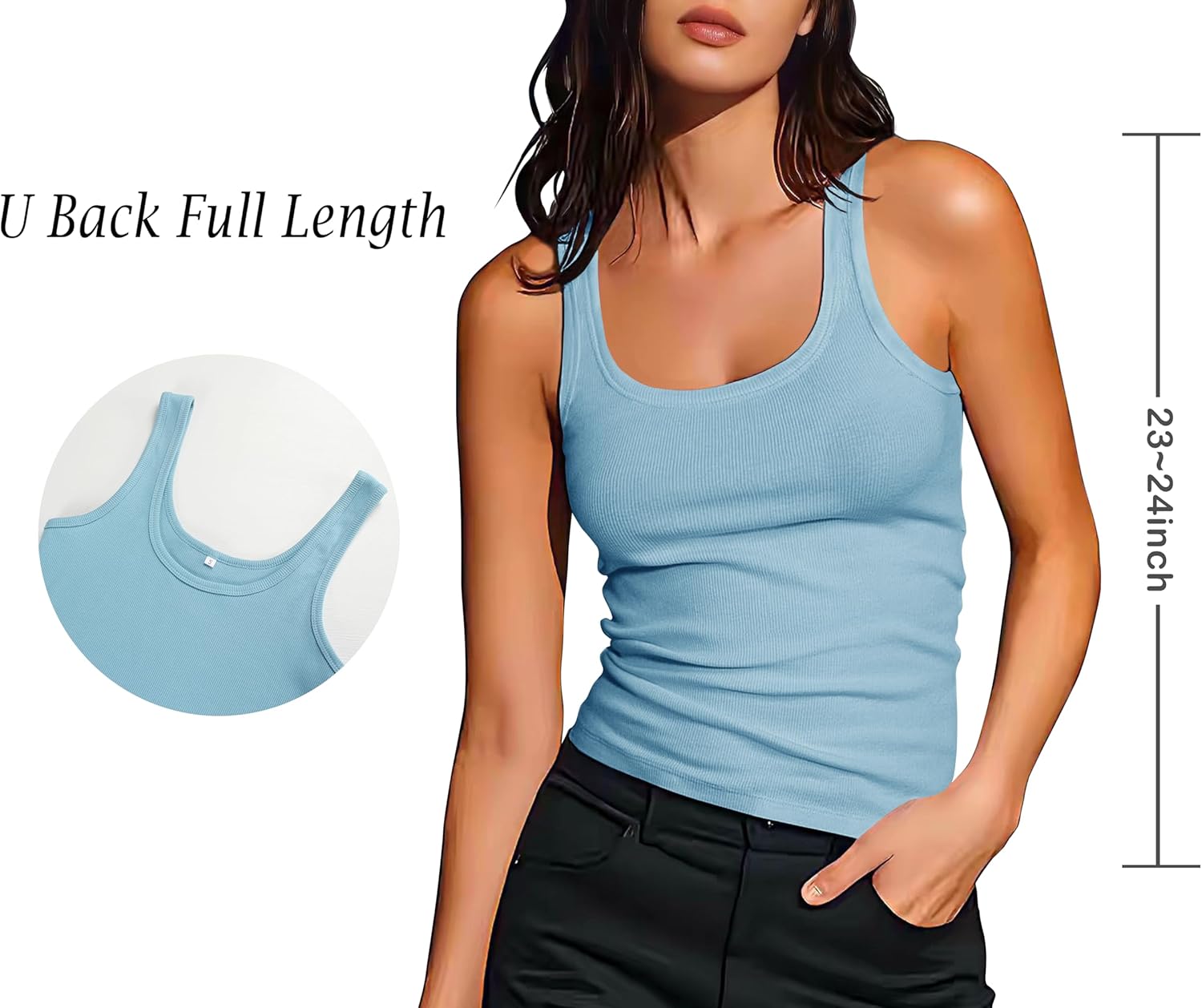 Artfish Women's Sleeveless Cotton Fitted Tank Top Form Fitting Scoop Neck Ribbed Knit Basic Cami Shirts - Image 2