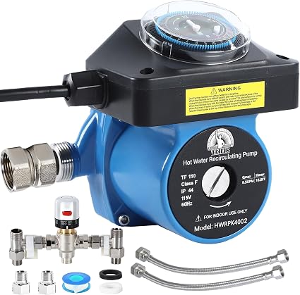 Hot Water Recirculating Pump Kit for Tank Water Heater, Circulation