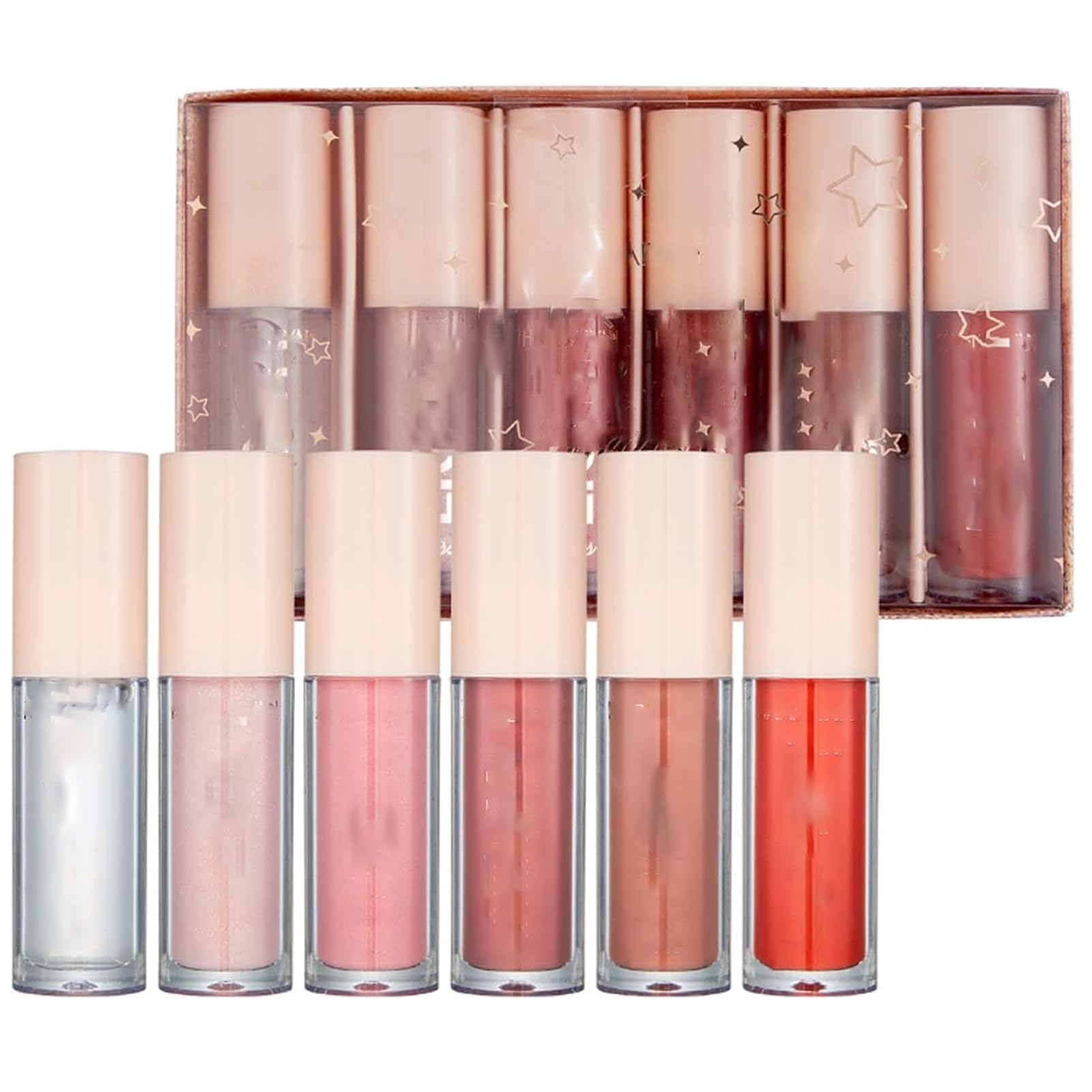 ELECDON6Pcs Liquid Lipstick Makeup Set Kit, Moisturizing Lipgloss Tinted Lip Balm, Long Lasting Waterproof Hydrating Glitter Lip Gloss Lip Glaze Set, Lip Makeup Gift Sets for Girls and Women