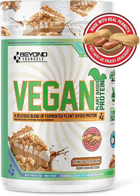 Beyond Vegan Protein Powder - Beyond Yourself | Fermented Non-GMO, Complete Amino Acid Profile, with MCT Oil | Gluten-Free, Naturally Sweetened, No Sugar or Fillers | 2lb, Peanut Butter Dream