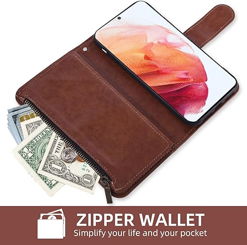 Miniatura 6 de Asuwish Funda de teléfono para Samsung Galaxy S21 5G de 6.2 pulgadas con protector de pantalla de vidrio templado y tarjetero de cuero con diseño de