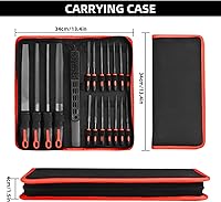 Vista 7 de NORTOOLS Juego de 19 limas de metal T12 para acero, planas/redondas/triángulos/semicirculares con lima de agujas y cepillo de acero para metales