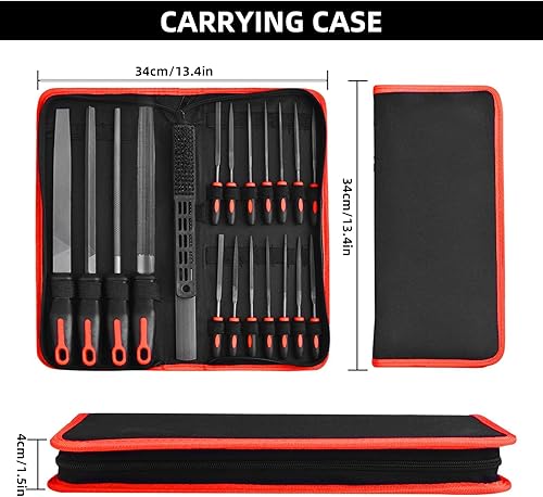Miniatura 7 de NORTOOLS Juego de 19 limas de metal T12 para acero, planasredondastriángulossemicirculares con lima de agujas y cepillo de acero para metales,