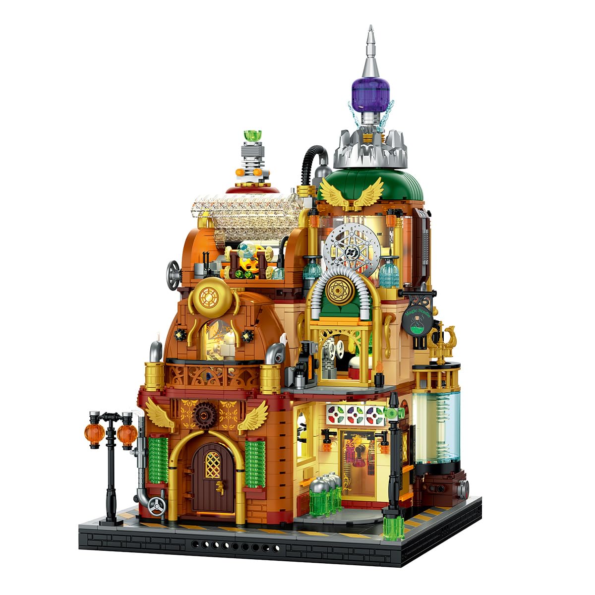 Steampunk Magic Workshop Building Set City House con luci