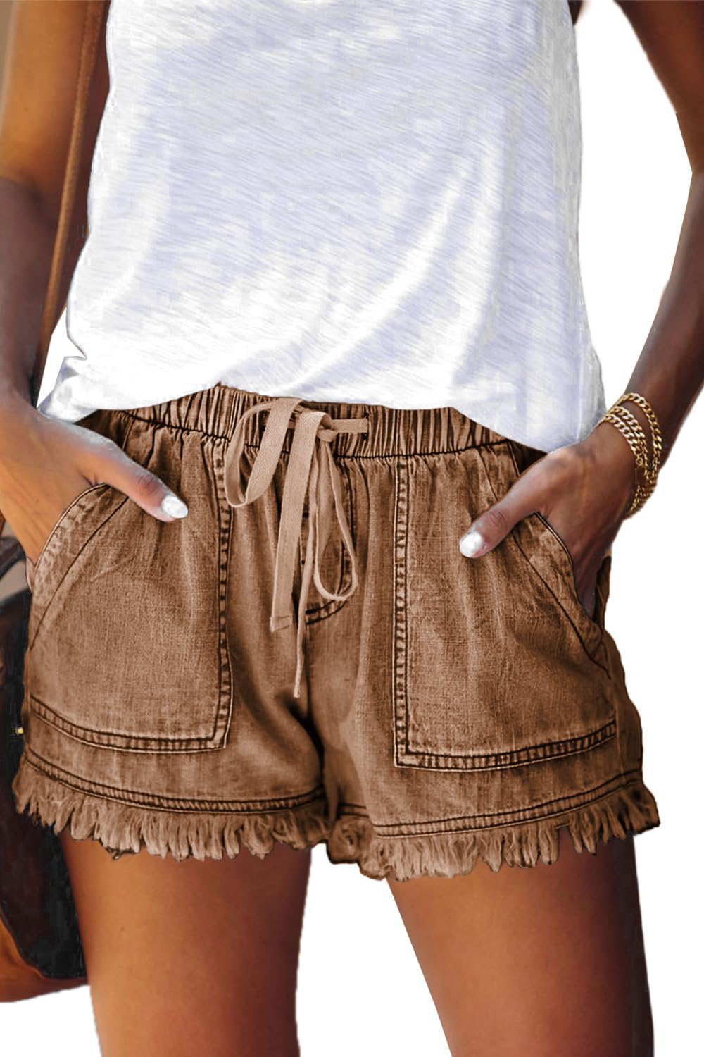 YOCUR Womens Casual Shorts,Lightweight Trendy Comfy Cute Drawstring Shorts
