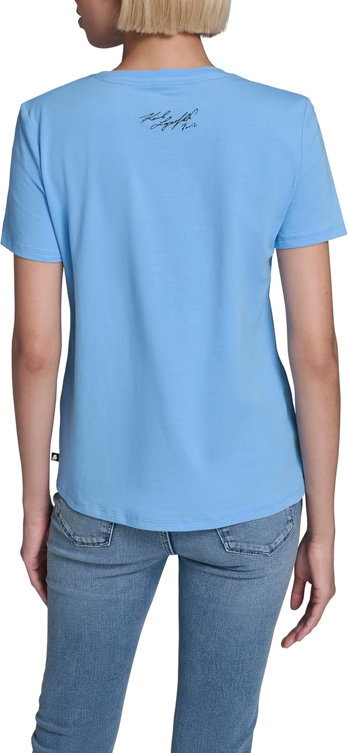 Karl Lagerfeld Women's Short Sleeve Crew Neck Logo T-Shirt
