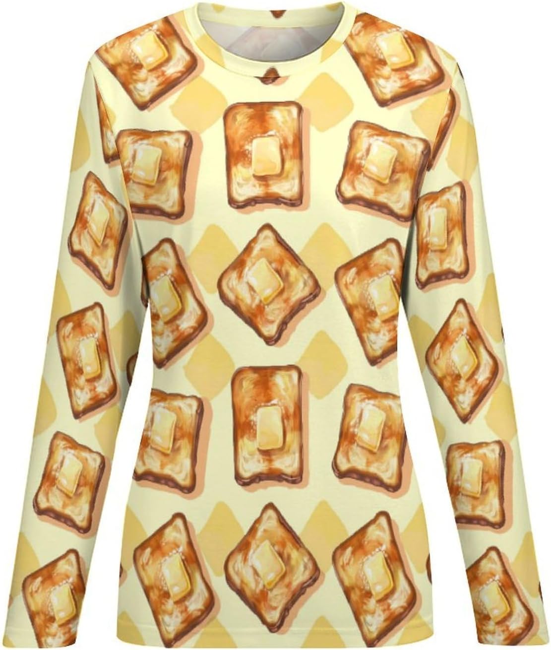 Golden Toasts Women's Pajama Top Sleepwear Pajamas Sleep T-Shirt Long Sleeve Shirt Crewneck Tee