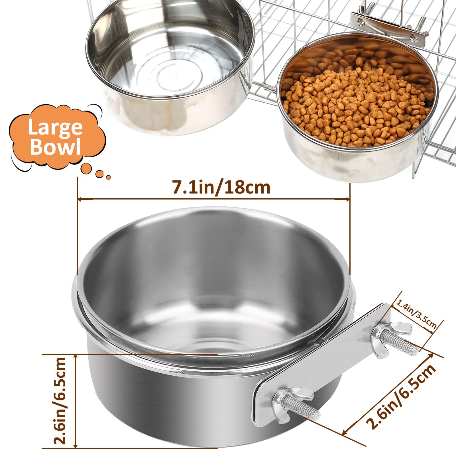ToBe-U Kattenkrat Kom, Roestvrij Staal Uitneembare Kooi Hangende Bowls