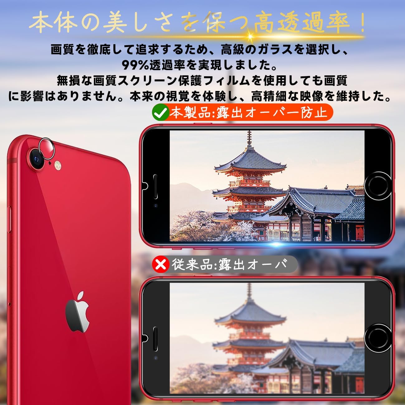 Amazon.co.jp: seninhi に適合する iPhone se 2ガラスフィルム 用の 