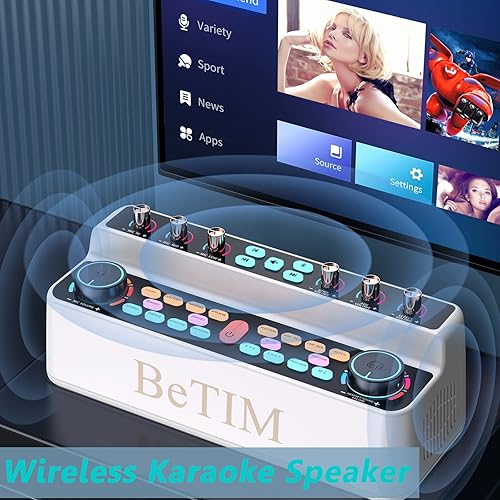 Miniatura 2 de BeTIM Paquete de equipo de podcast, interfaz de audio, todo en uno con altavoz Bluetooth para transmisión en vivo, grabación de podcasts, karaoke