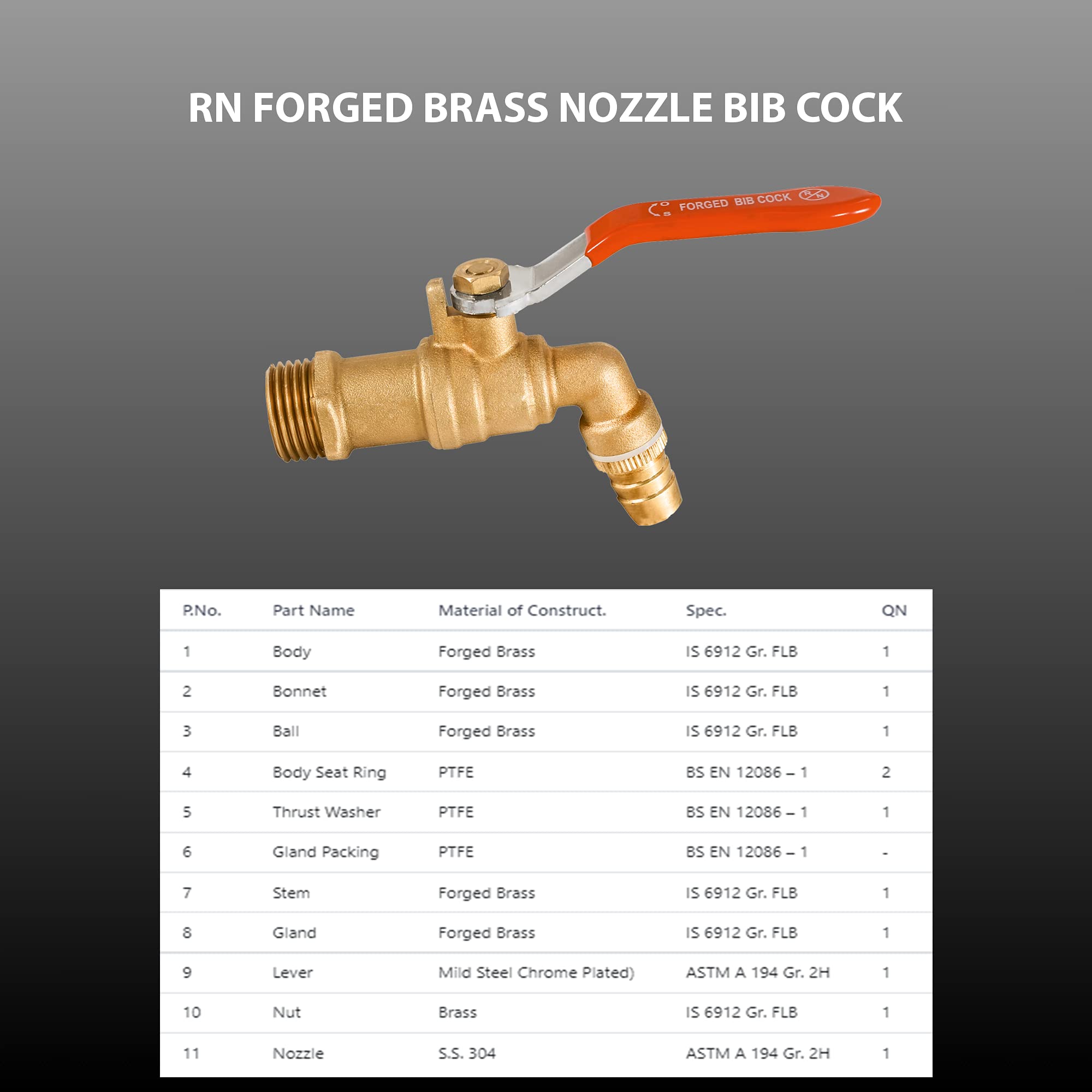 RN Forged Brass Nozzle Bib Cock