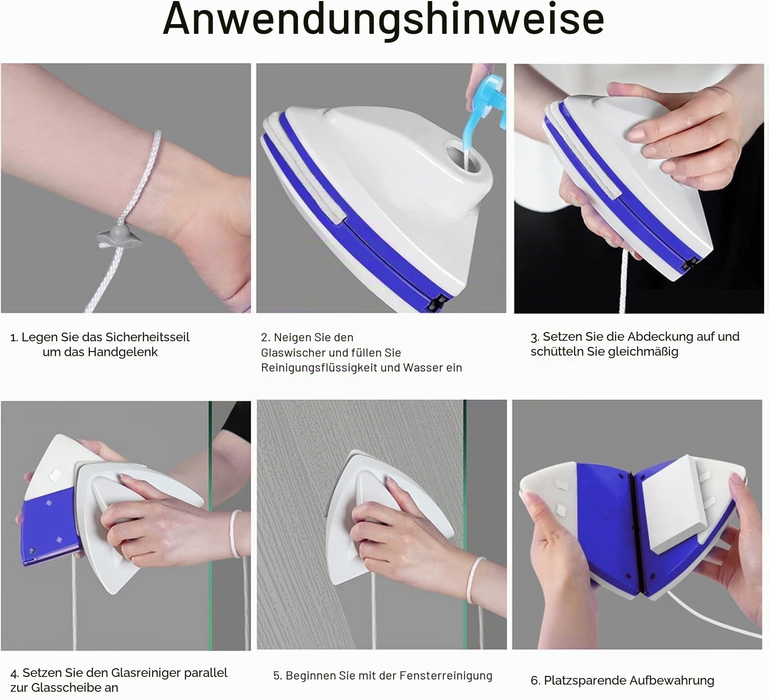 Doppelseitiger magnetischer Fensterreiniger Magnet Glasreiniger für Fenster mit Einer Dicke von 3-8 mm, reinigt innen und außen