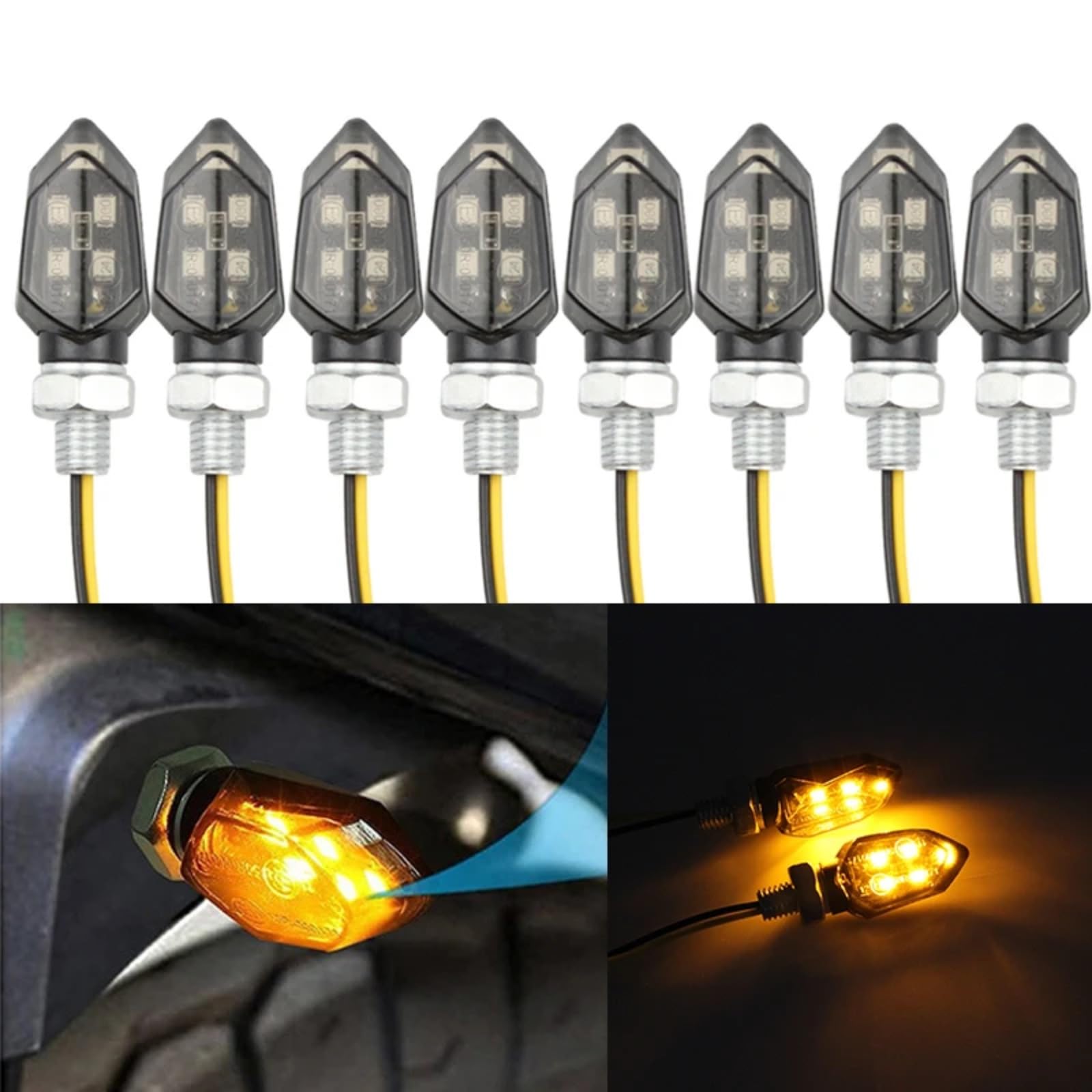 Per Shadow Per VT750 VT600 Per Grom 125 Per CBR600F Per CBR500R CB1000F Per Integra 750 Indicatore Di Direzione Lampeggiante Indicatore 12V Impermeabile(8pcs)