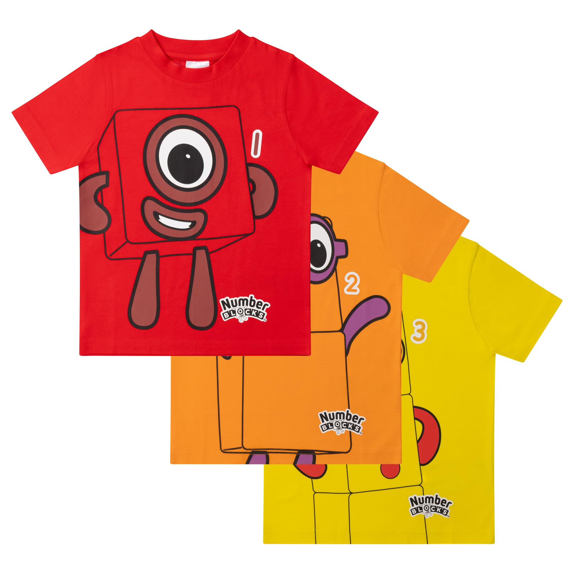 Numberblocks Paquete de 3 Camisetas Unisex de Manga Corta 100% algodón Peinado