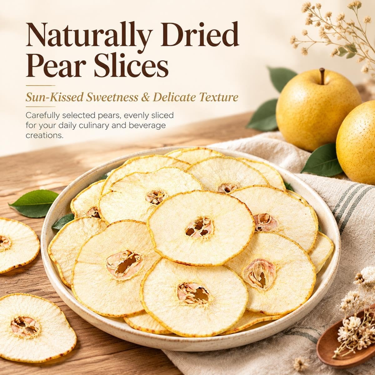Tranches De Poire Séchée, Fruit Pour Thé Chaud, Boissons & Desserts, 500g