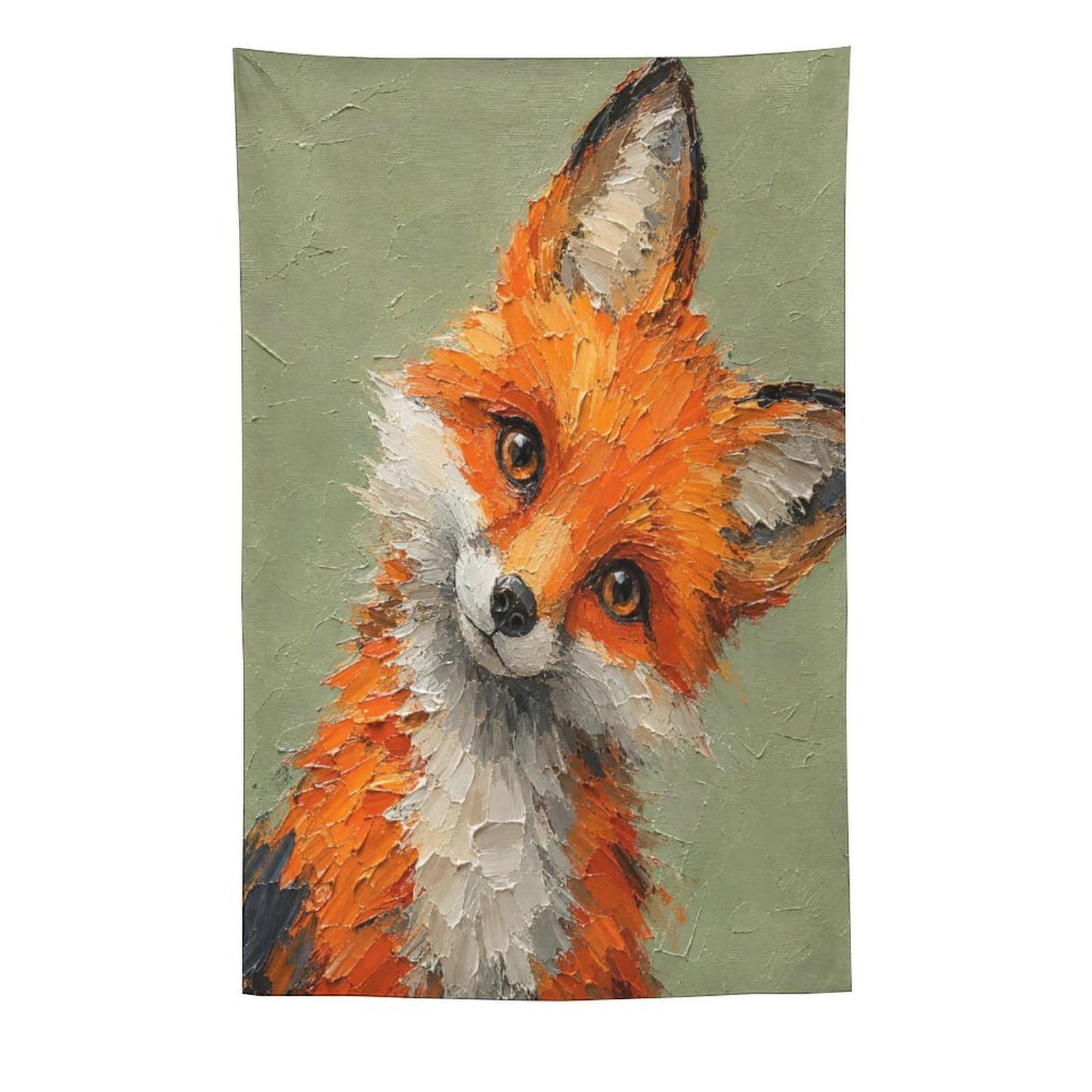 H3B8U2Y5 Cute Fox Portrait Wall Tapestry, Realistic Illustration, Sofa Area