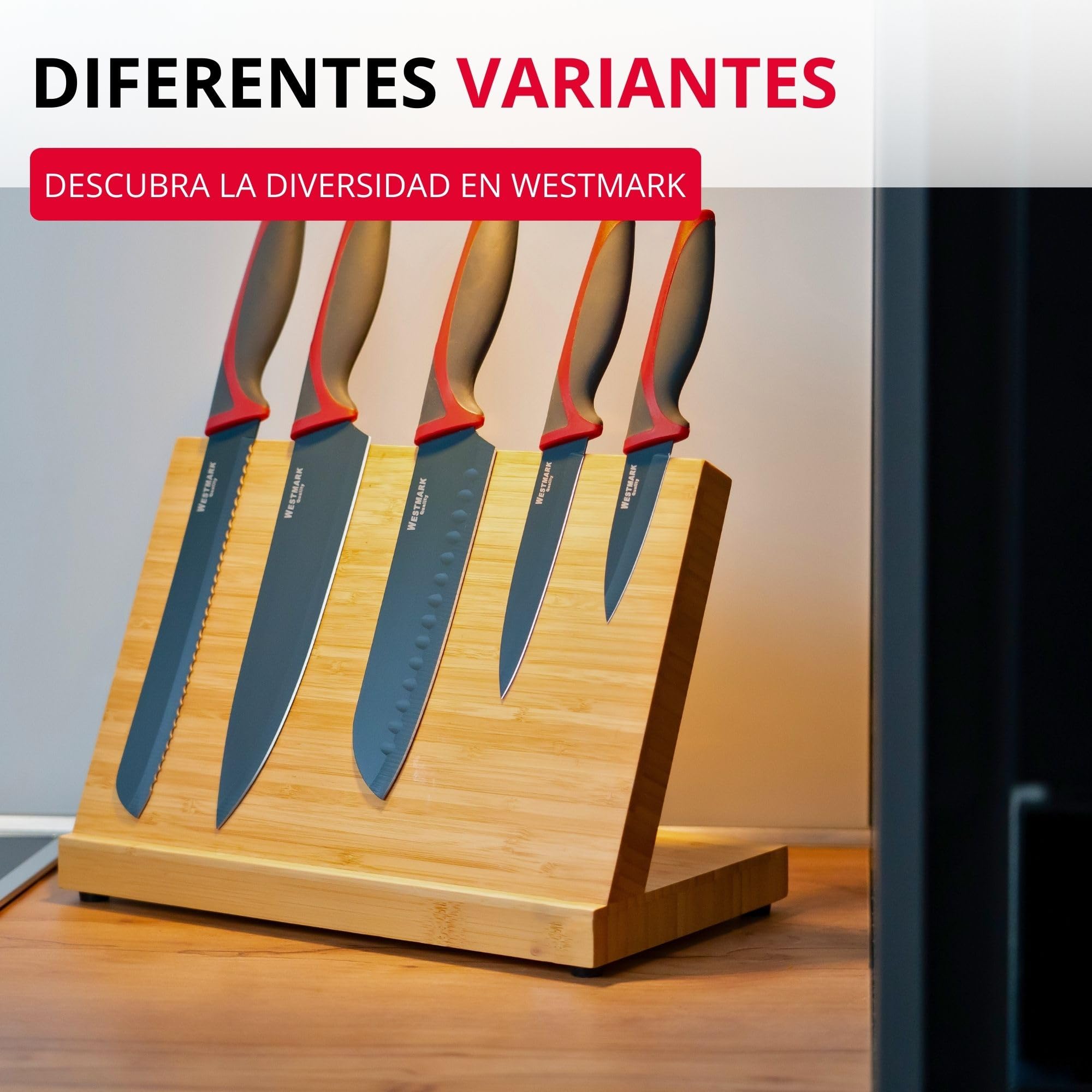 Westmark Cuchillo para pan, Con hoja dentada larga, Longitud de la hoja: 20 cm, Con protección de la hoja, Acero inoxidable/plástico, Antracita/rojo, 14552280
