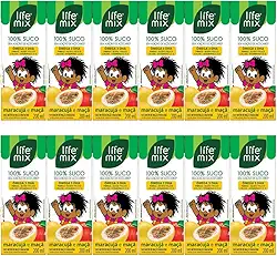 Kit com 12 Sucos de Maracujá e Maçã 100% Suco sem Adição de Açúcares de 200mL cada - Life Mix