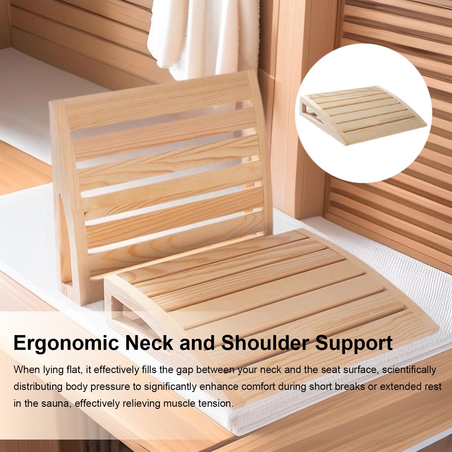 Poggiatesta sauna in legno 2 pezzi cuscino ergonomico per sauna